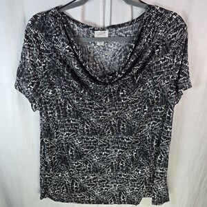 Jacklyn Smith Collection Womens_shortsleeve Pullover Top Size XL In Black & Whit